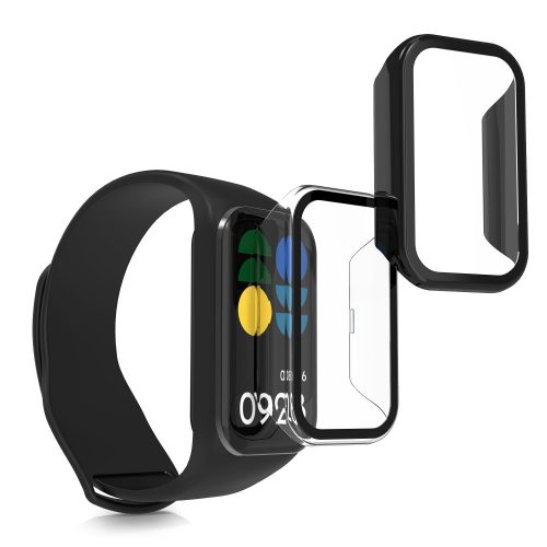 Sada 2 kompletních krytů Kwmobile pro Xiaomi Smart Band 8 Active/Redmi Band 2, průhledné/černé, plastové, KWM0000254Q002C