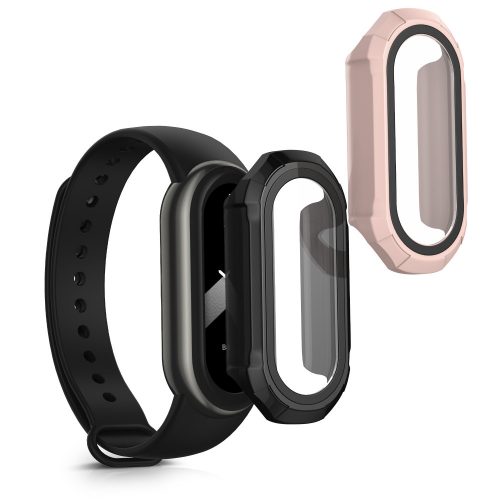 Sada 2 ks plných krytů Kwmobile pro Xiaomi Mi Band 8, černá/růžová, plast, KWM0000206D003C