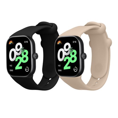 Sada 2 řemínků Kwmobile pro Xiaomi Redmi Watch 4, černá/béžová, silikon, KWM000025BA002C