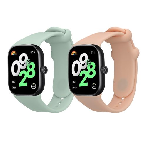 Sada 2 řemínků Kwmobile pro Xiaomi Redmi Watch 4, zelená/růžová, silikon, KWM000025BA003C