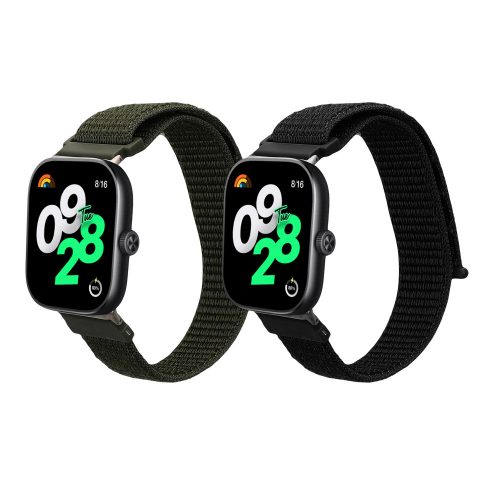 Sada 2 řemínků Kwmobile pro Xiaomi Redmi Watch 4 / Band 8 Pro, černá/tmavě zelená, nylon, KWM000025BE002C