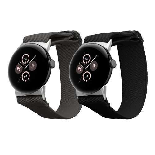 Sada 2 řemínků Kwmobile pro Google Pixel Watch 2/Pixel Watch, černá/šedá, nylon, KWM000025BF001C