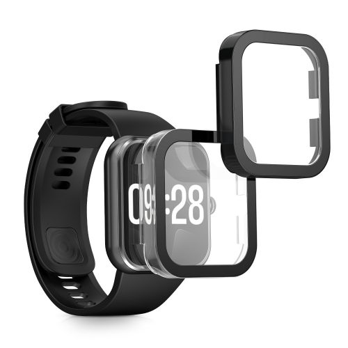 Sada 2 ks krytů Kwmobile s bezpečnostním sklem pro Xiaomi Redmi Watch 4, Transparent/Black, Plastic, KWM000025BG002C