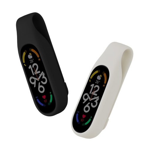 Sada 2 pouzder pro Xiaomi Mi Band 7/Mi Band 6/Mi Band 5, Kwmobile, Black/White, Silicone, 59313.03