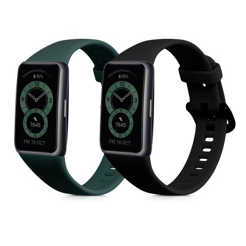 Řemínek kwmobile pro Huawei Band 6, silikonový, zelený/černý, 59296.01