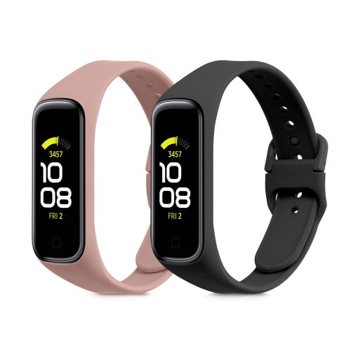 Sada 2 řemínků pro Samsung Galaxy Fit 2, Kwmobile, černá/růžová, silikonová, 53962.10