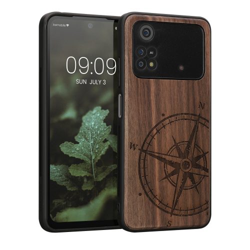 kwmobile pouzdro pro Xiaomi Poco M4 Pro, dřevo, hnědo-černé, 59498.01