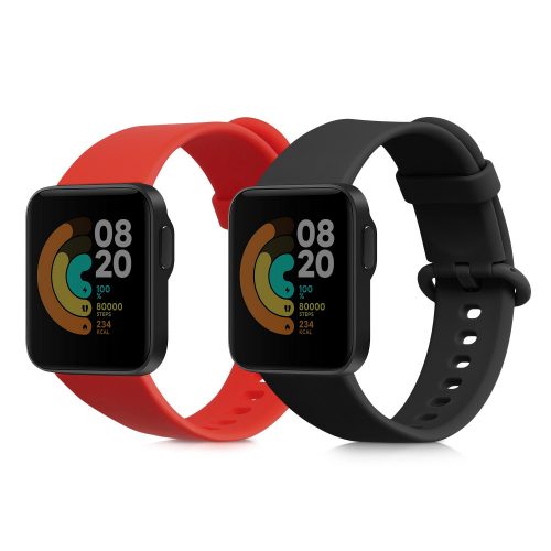 Sada 2 kwmobile řemínků pro Xiaomi Mi Watch Lite/Redmi Watch, Silicon, Black/Red, 54778.15