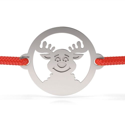 Stříbrný náramek se šňůrkou model Nazdrava Reindeer